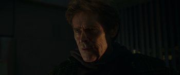 Movie still from “Spider-Man: No Way Home” (2021), directed by Jon Watts – A person wearing a jacket; Close Up shot, Low angle