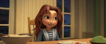 Movie still from “Spirit Untamed” (2021), directed by Ennio Torresan – A girl sitting at a table with a book in front of a window; Close Up shot, Over the shoulder angle