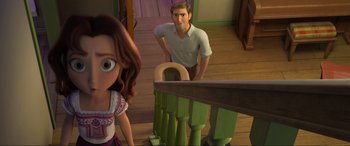 Movie still from “Spirit Untamed” (2021), directed by Ennio Torresan – A man and a woman standing next to a railing; Close Up shot, Over the shoulder angle