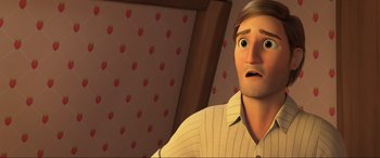 Movie still from “Spirit Untamed” (2021), directed by Ennio Torresan – A man with a surprised look on his face; Close Up shot, High angle