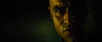 Movie still from “Star Trek” (2009), directed by J.J. Abrams – A man's face in a dimly - lit room; Extreme Close Up shot, Low angle