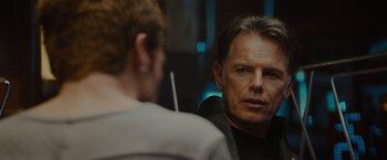 Movie still from “Star Trek” (2009), directed by J.J. Abrams – A man looking at himself in the mirror; Close Up shot, Over the shoulder angle