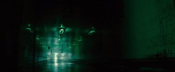 Movie still from “Star Trek” (2009), directed by J.J. Abrams – A person is walking in a dark room; Extreme Wide shot, Low angle