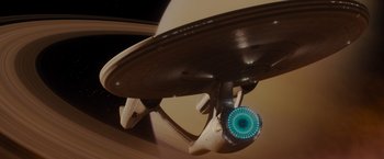 Movie still from “Star Trek” (2009), directed by J.J. Abrams – View of a propeller of an airplane; Extreme Wide shot, Low angle