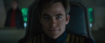 Movie still from “Star Trek Beyond” (2016), directed by Justin Lin – A person wearing a uniform; Close Up shot, Low angle