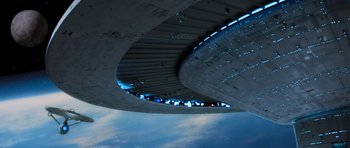 Movie still from “Star Trek III: The Search for Spock” (1984), directed by Leonard Nimoy – Looking up at the ceiling of an airplane; Extreme Wide shot, Low angle