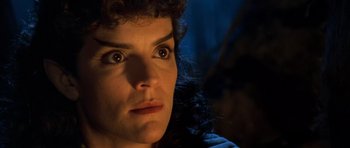 Movie still from “Star Trek III: The Search for Spock” (1984), directed by Leonard Nimoy – A woman's face in the dark; Close Up shot, Low angle