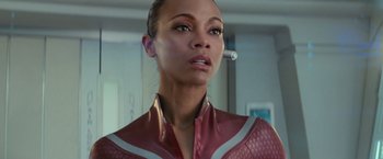 Movie still from “Star Trek Into Darkness” (2013), directed by J.J. Abrams – A person wearing a suit; Close Up shot, Low angle