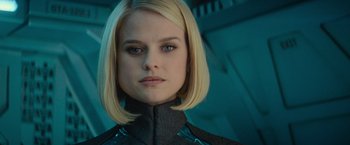 Movie still from “Star Trek Into Darkness” (2013), directed by J.J. Abrams – A person with blonde hair; Close Up shot, Low angle