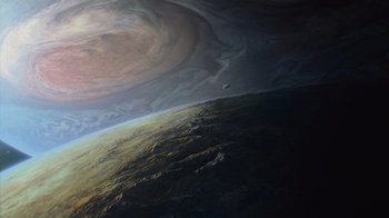 Movie still from “Star Trek Into Darkness” (2013), directed by J.J. Abrams – An image of a view of the earth taken from space; Extreme Wide shot, Overhead angle
