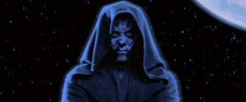 Movie still from “Star Wars: Episode I - The Phantom Menace” (1999), directed by George Lucas – A man in a hooded jacket and a mask; Close Up shot, Low angle