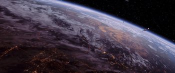 Movie still from “Star Wars: Episode I - The Phantom Menace” (1999), directed by George Lucas – A view of the earth from space taken from a satellite; Extreme Wide shot, Overhead angle