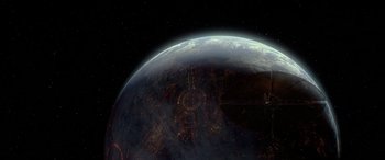 Movie still from “Star Wars: Episode II - Attack of the Clones” (2002), directed by George Lucas – An image of an earth from space; Extreme Wide shot, Overhead angle