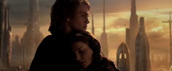 Movie still from “Star Wars: Episode III - Revenge of the Sith” (2005), directed by George Lucas – A man and a woman standing next to each other; Close Up shot, Low angle