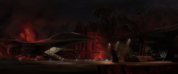 Movie still from “Star Wars: Episode III - Revenge of the Sith” (2005), directed by George Lucas – An image of a scene in a movie setting; Extreme Wide shot, High angle