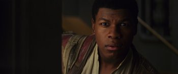 Movie still from “Star Wars: Episode VIII - The Last Jedi” (2017), directed by Rian Johnson – A person wearing a jacket; Close Up shot, Low angle