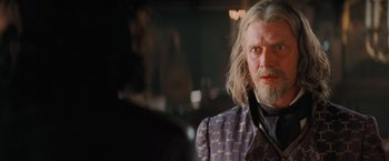 Movie still from “Stardust” (2007), directed by Matthew Vaughn – A person with long white hair; Close Up shot, Over the shoulder angle
