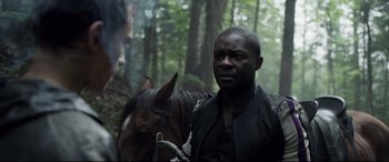 Movie still from “Chaos Walking” (2021), directed by Doug Liman – Close Up shot, Over the shoulder angle