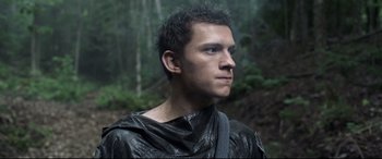 Movie still from “Chaos Walking” (2021), directed by Doug Liman – Close Up shot, Low angle