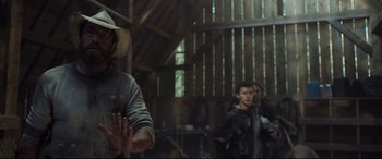 Movie still from “Chaos Walking” (2021), directed by Doug Liman – Medium shot, Over the shoulder angle