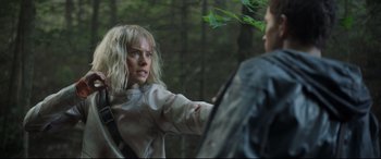 Movie still from “Chaos Walking” (2021), directed by Doug Liman – Medium shot, Over the shoulder angle