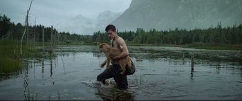 Movie still from “Chaos Walking” (2021), directed by Doug Liman – Wide shot, Low angle