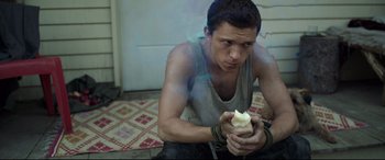 Movie still from “Chaos Walking” (2021), directed by Doug Liman – Medium shot, High angle