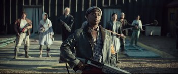 Movie still from “Chaos Walking” (2021), directed by Doug Liman – Medium shot, Low angle