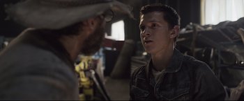 Movie still from “Chaos Walking” (2021), directed by Doug Liman – Close Up shot, Over the shoulder angle