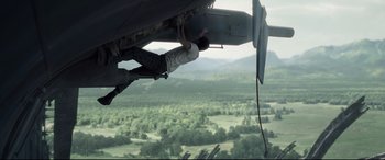 Movie still from “Chaos Walking” (2021), directed by Doug Liman – Wide shot, Low angle