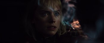 Movie still from “Chaos Walking” (2021), directed by Doug Liman – Close Up shot, Low angle