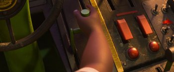 Movie still from “Strange World” (2022), directed by Don Hall – A hand holding a piece of cucumber with a measuring tape; Extreme Close Up shot, High angle