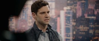 Movie still from “Sweet Girl” (2021), directed by Brian Andrew Mendoza – A person wearing a jacket; Close Up shot, Over the shoulder angle