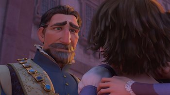 Movie still from “Tangled” (2010), directed by Byron Howard – A man and a woman's face; Close Up shot, Over the shoulder angle