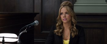 Movie still from “Ted 2” (2015), directed by Seth MacFarlane – A beautiful blonde woman in a black jacket; Close Up shot, Over the shoulder angle