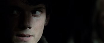 Movie still from “Terminator Salvation” (2009), directed by McG – A person's eye with a dark background; Extreme Close Up shot, Low angle