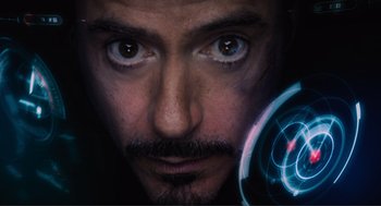 Movie still from “The Avengers” (2012), directed by Joss Whedon – A person with a beard; Extreme Close Up shot, Overhead angle