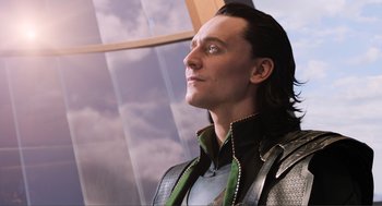 Movie still from “The Avengers” (2012), directed by Joss Whedon – A statue of loki from the avengers; Close Up shot, Low angle