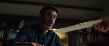 Movie still from “The Boogeyman” (2023), directed by Rob Savage – A person with a beard; Close Up shot, Low angle