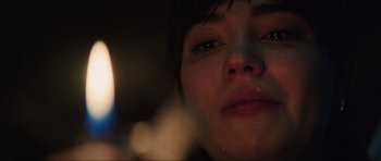Movie still from “The Boogeyman” (2023), directed by Rob Savage – A woman's face with a cigarette in her mouth; Close Up shot, Over the shoulder angle
