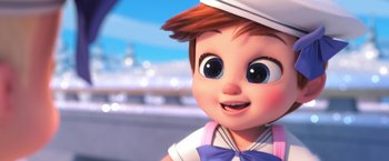 Movie still from “The Boss Baby 2: Family Business” (2021), directed by Tom McGrath – A cartoon character's face; Close Up shot, High angle