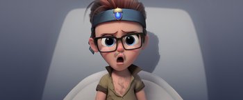 Movie still from “The Boss Baby 2: Family Business” (2021), directed by Tom McGrath – An animated boy wearing glasses and a blue headband; Close Up shot, High angle