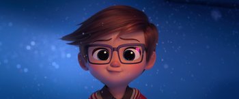 Movie still from “The Boss Baby 2: Family Business” (2021), directed by Tom McGrath – A cartoon of a boy wearing glasses and a red shirt; Close Up shot, High angle