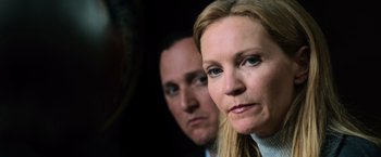 Movie still from “The Bourne Ultimatum” (2007), directed by Paul Greengrass – A man and a woman looking at the camera; Close Up shot, Low angle