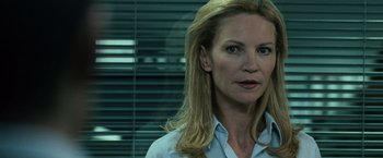 Movie still from “The Bourne Ultimatum” (2007), directed by Paul Greengrass – A person with long hair; Close Up shot, Over the shoulder angle