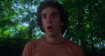 Movie still from “The Burning” (1981), directed by Tony Maylam – A man with a surprised look on his face; Close Up shot, Low angle