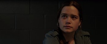 Movie still from “The Conjuring: The Devil Made Me Do It” (2021), directed by Michael Chaves – A woman with a sad look on her face; Close Up shot, Over the shoulder angle