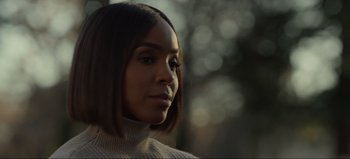 Movie still from “The Curse of Bridge Hollow” (2022), directed by Jeff Wadlow – A person with short hair; Close Up shot, Over the shoulder angle