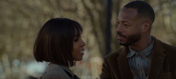 Movie still from “The Curse of Bridge Hollow” (2022), directed by Jeff Wadlow – A man and a woman standing next to each other; Close Up shot, Over the shoulder angle