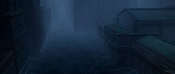 Movie still from “The Day After Tomorrow” (2004), directed by Roland Emmerich – A large body of water in the middle of the night; Extreme Wide shot, High angle